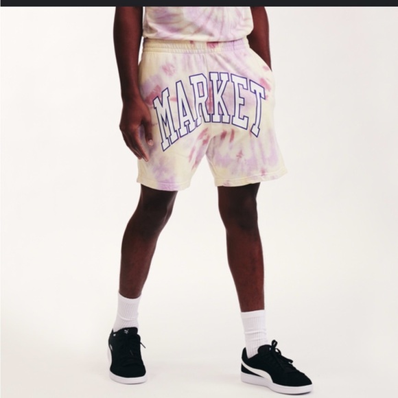 Chinatown Market Tye Dye Pink and Yellow Athletic Sweat‎ Shorts Size Small - Picture 1 of 4